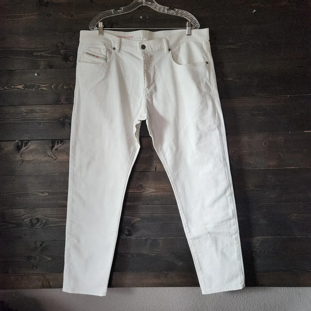 DIESEL 2019 D-Strukt 09F26 Men Jeans W38/L30 White Slim‎ Fit Zip Fly Denim